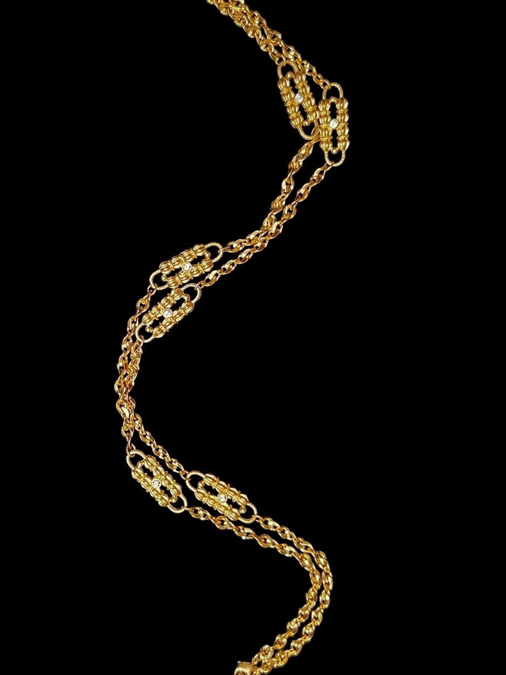Vintage JBK Camrose & Kross Jackie Kennedy Rhinestone Station Necklace 34"
